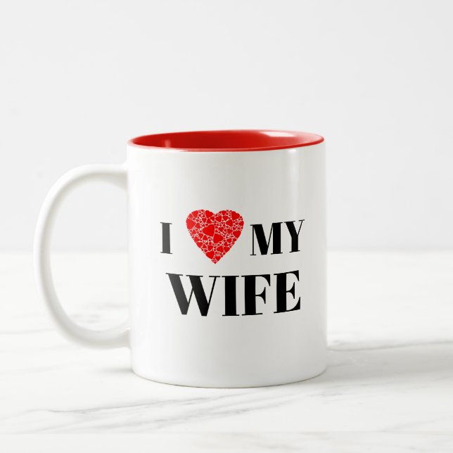 I heart my wife | Gift to personalize Two-Tone Coffee Mug (Left)