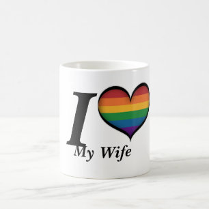 I Heart My Wife Lesbian Pride Typography Coffee Mug