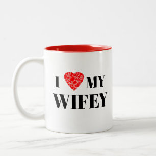 I heart my wifey   Gift to personalise Two-Tone Coffee Mug