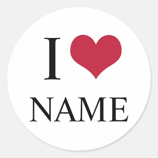I Heart Name Classic Round Sticker (Front)