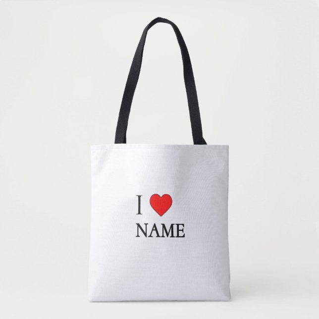 I heart Name (customisable)  Tote Bag (Front)