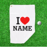 I Heart Name Golf Towel<br><div class="desc">Write your desired Name or Text on the name Section.</div>