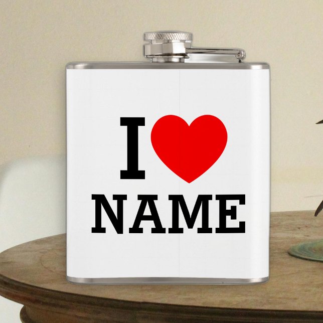 I Heart Name Hip Flask (Creator Uploaded)