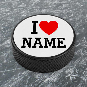 I Heart Name Hockey Puck