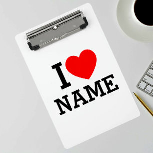 I Heart Name Mini Clipboard