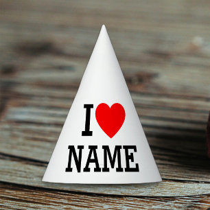 I Heart Name Party Hat