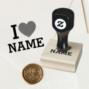 I Heart Name Rubber Stamp