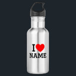 I Heart Name Stainless Steel Water Bottle<br><div class="desc">Write your desired Name or Text on the name Section.</div>