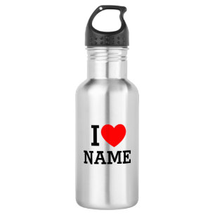 I Heart Name Stainless Steel Water Bottle