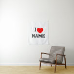I Heart Name Tapestry<br><div class="desc">Write your desired Name or Text on the name Section.</div>