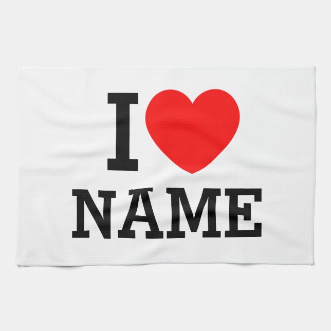 I Heart Name Tea Towel (Horizontal)
