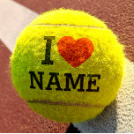 I Heart Name Tennis Balls<br><div class="desc">Write your desired Name or Text on the name Section.</div>