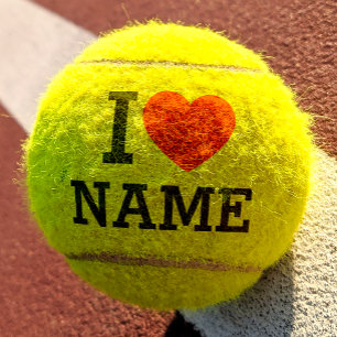 I Heart Name Tennis Balls