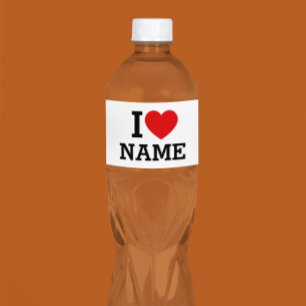 I Heart Name Water Bottle Label