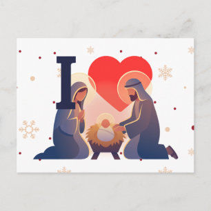 I Heart Nativity Scene Holy Night Christmas Faith Holiday Postcard