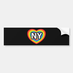 I heart New York. I love New York. NYC rainbow Bumper Sticker