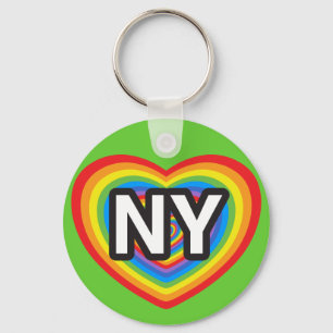 I heart New York. I love New York. NYC rainbow Key Ring