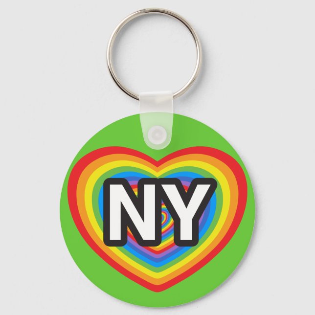 I heart New York. I love New York. NYC rainbow Key Ring (Front)