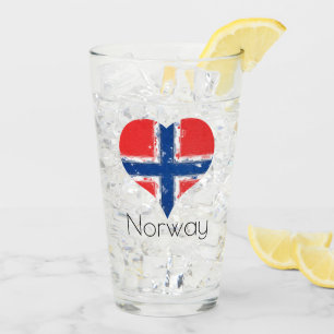 I Heart Norway Grunge Norwegian Flag Glass