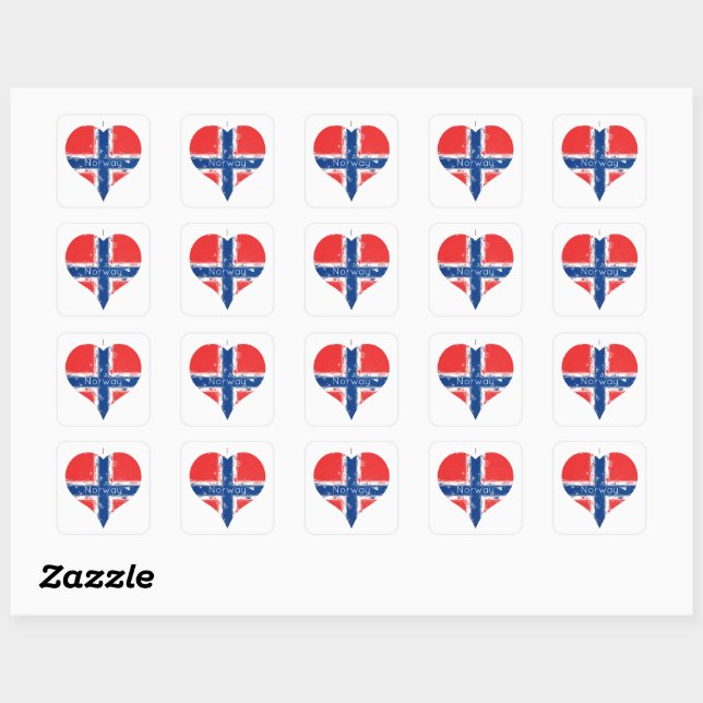 I Heart Norway Norwegian Flag Square Sticker (Sheet)