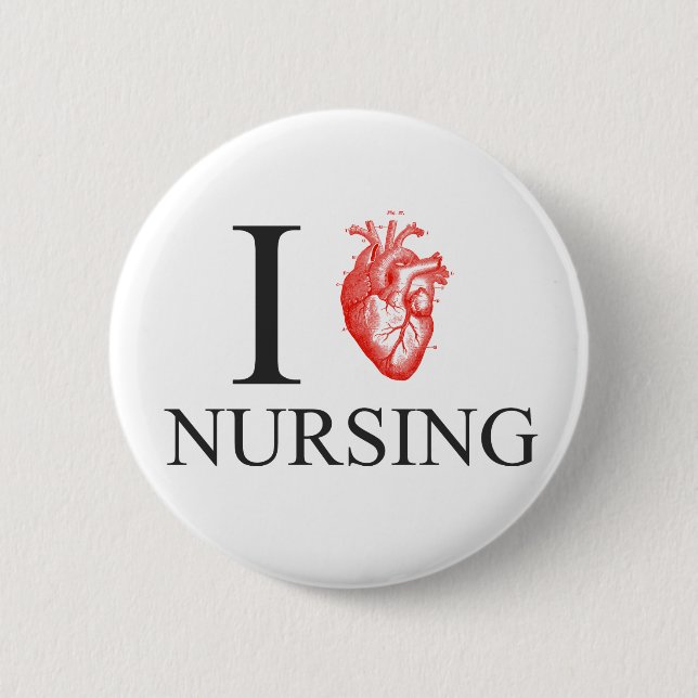 I Heart Nursing 6 Cm Round Badge (Front)