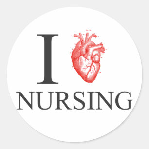 I Heart Nursing Classic Round Sticker