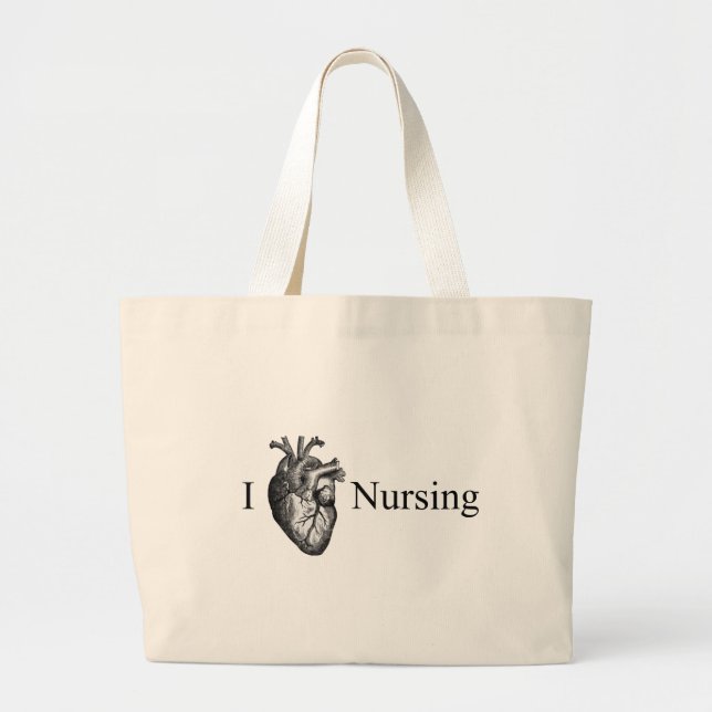 I Heart Nursing Large Tote Bag (Front)