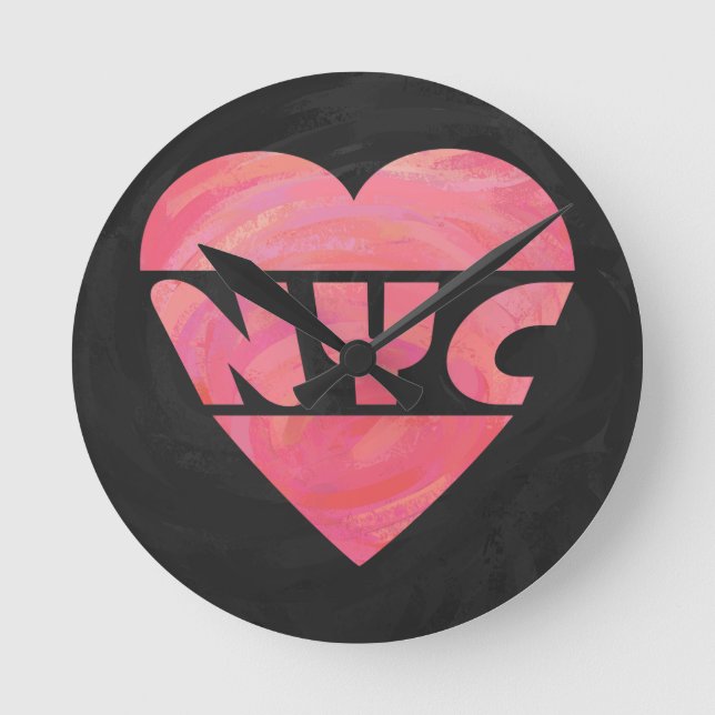 I Heart NYC Round Clock (Front)