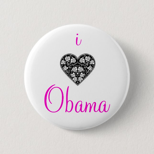 I "HEART" OBAMA! 6 CM ROUND BADGE (Front)