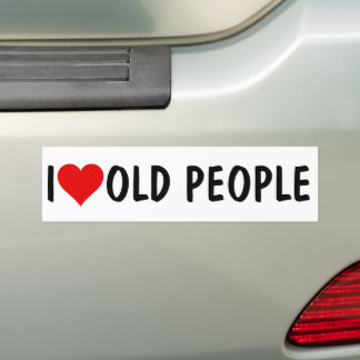 I HEART OLD PEOPLE BUMPER STICKER