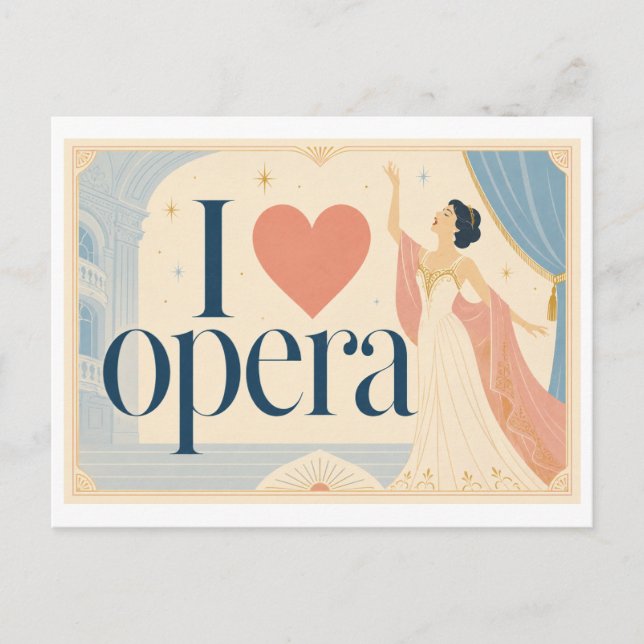 "I [Heart] Opera" Postcard (Front)
