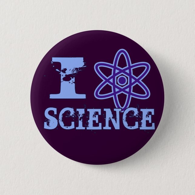 I Heart (or Atomic Symbol) Science 6 Cm Round Badge (Front)