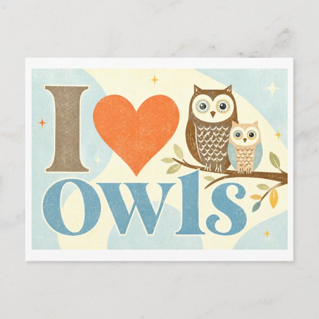 "I [Heart] Owls" Postcard (Front)