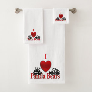 I Heart Panda Bears Bath Towel Set