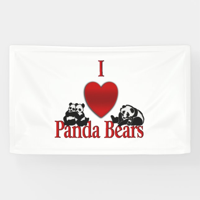 I Heart Panda Bears Fun Banner (Horizontal)