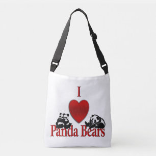 I Heart Panda Bears Fun Crossbody Bag