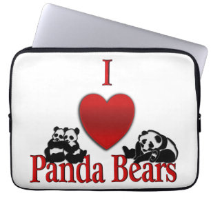 I Heart Panda Bears Fun Laptop Sleeve