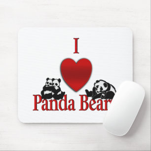 I Heart Panda Bears Fun Mouse Pad