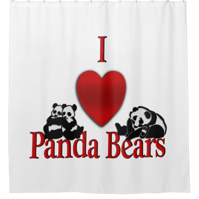 I Heart Panda Bears Fun Shower Curtain (Front)