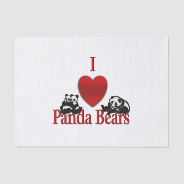 I Heart Panda Bears Fun Tissue Paper (Front)