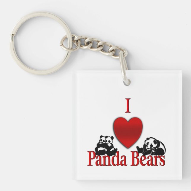 I Heart Panda Bears Key Ring (Front)