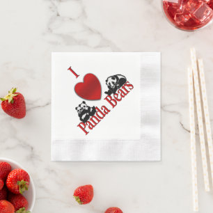 I Heart Panda Bears Napkin