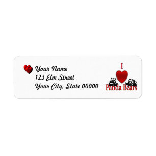 I Heart Panda Bears Return Address Label