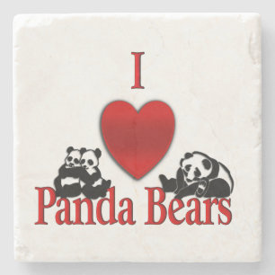 I Heart Panda Bears Stone Coaster