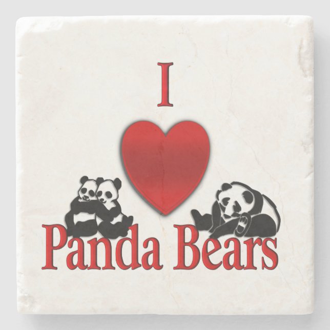 I Heart Panda Bears Stone Coaster (Front)