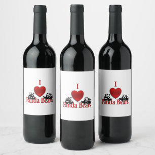 I Heart Panda Bears Wine Label