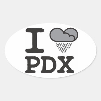 I Heart PDX - Heart Shaped Rain Cloud Oval Sticker