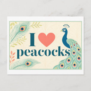 "I [Heart] Peacocks" Postcard