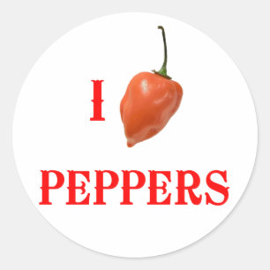 I (Heart) Peppers Classic Round Sticker