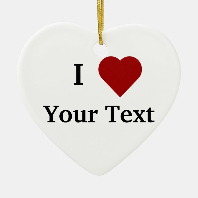 I Heart (personalise) ormanent Ceramic Tree Decoration (Front)